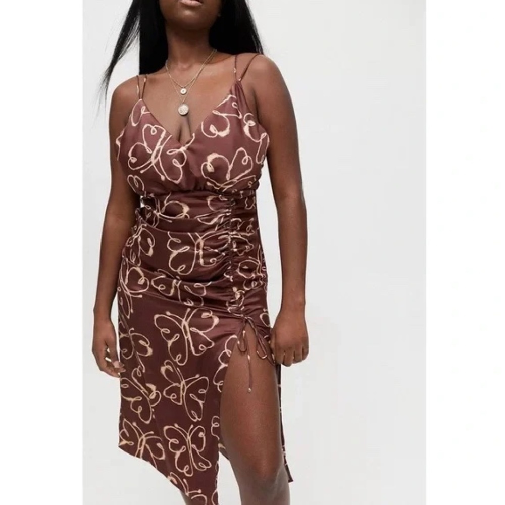 Urban Outfitters Brown Butterfly Slip Dress